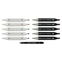 Spectrum Noir Harry Potter Pro Fan Art Markers - Magical Creatures, markers and liner with cap off