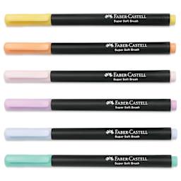 Faber-Castell Black Edition Brush Pens - Pastel Colors, Set of 6, markers with caps on