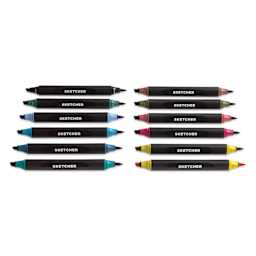 Molotow Sketcher Twin Graphic Markers - Main Kit 3, markers laid out