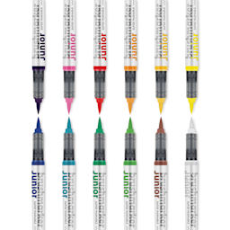 Karin Brushmarker Pro Junior Washable Markers - Set of 12, markers shown with cap off