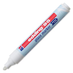 Edding 95 Glass Marker - White, marker with cap off