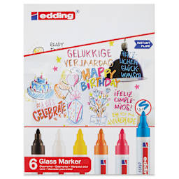 Edding 95 Glass Markers - Assorted Colors, Set of 6, front of the packaging