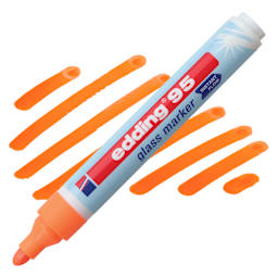 Edding 95 Glass Marker - Orange, marker and swatch