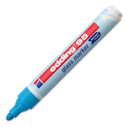 Edding 95 Glass Marker - Light Blue, marker with cap off