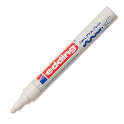 Edding Gloss Paint Marker - White, Round Nib, 2-4 mm, cap off