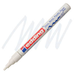 Edding Gloss Paint Marker - White, Calligraphy Nib, 1-5 mm, swatch and marker