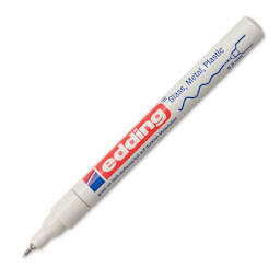 Edding Gloss Paint Marker - White, Round Nib, 0.8 mm, cap off
