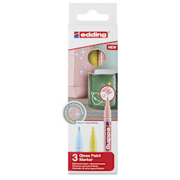 Edding Gloss Paint Markers - Pastel Colors, Set of 3, Round Nib, 1-2 mm, front of the pack