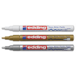 Edding Gloss Paint Markers - Metallic Colors, Set of 3, Round Nib, 1-2 mm, laid out