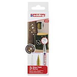 Edding Gloss Paint Markers - Metallic Colors, Set of 3, Round Nib, 1-2 mm, front of the pack