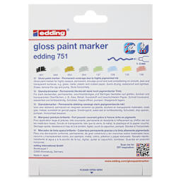 Edding Gloss Paint Markers - Pastel Colors, Set of 8, Round Nib, 1-2 mm, back of the pack