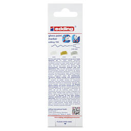 Edding Gloss Paint Markers - Metallic Colors, Set of 3, Round Nib, 0.8 mm, back of the pack