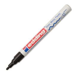 Edding Gloss Paint Marker - Black, Round Nib, 1-2 mm, cap off