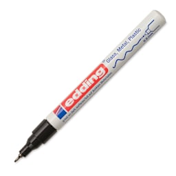 Edding Gloss Paint Marker - Black, Round Nib, 0.8 mm, cap off