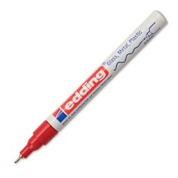 Edding Gloss Paint Marker - Red, Round Nib, 0.8 mm, cap off