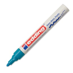 Edding Gloss Paint Marker - Light Blue, Round Nib, 2-4 mm, cap off