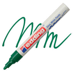 Edding Gloss Paint Marker - Green, Round Nib, 2-4 mm, swatch and marker