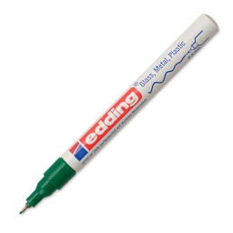 Edding Gloss Paint Marker - Green, Round Nib, 0.8 mm, cap off