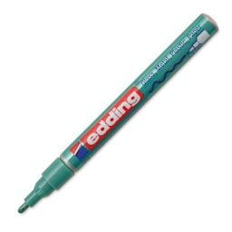 Edding Gloss Paint Marker - Green Metallic, Round Nib, 1-2 mm, cap offf