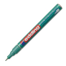 Edding Gloss Paint Marker - Green Metallic, Round Nib, 0.8 mm, cap off