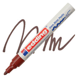 Edding Gloss Paint Marker - Brown, Round Nib, 2-4 mm, swatch and marker
