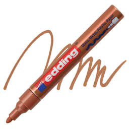 Edding Gloss Paint Marker - Copper, Round Nib, 2-4 mm, swatch and marker