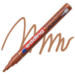 Edding Gloss Paint Marker - Copper, Round Nib, 1-2 mm, swatch and marker
