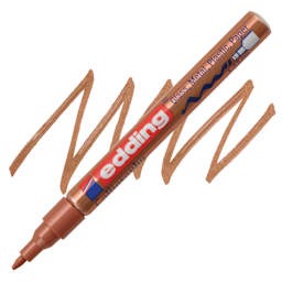 Edding Gloss Paint Marker - Copper, Calligraphy Nib, 1-5 mm, swatch and marker
