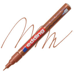 Edding Gloss Paint Marker - Copper, Round Nib, 0.8 mm, swatch and marker