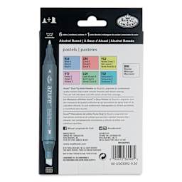 Royal & Langnickel Azure Dual Tip Markers - Set of 7, Pastel Colors, back of the packaging