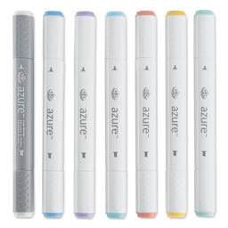 Royal & Langnickel Azure Dual Tip Markers - Set of 7, Pastel Colors, markers laid out