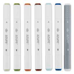 Royal & Langnickel Azure Dual Tip Markers - Set of 7, Trial Colors, markers laid out
