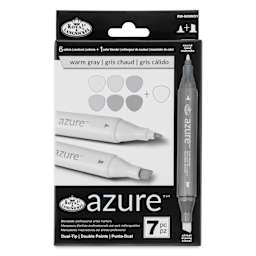 Royal & Langnickel Azure Dual Tip Markers - Set of 7, Warm Gray Colors, front of the packaging