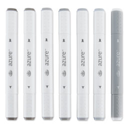 Royal & Langnickel Azure Dual Tip Markers - Set of 7, Warm Gray Colors, markers laid out