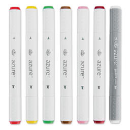 Royal & Langnickel Azure Dual Tip Markers - Set of 7, Botanic Colors, markers laid out