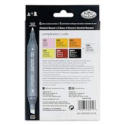 Royal & Langnickel Azure Dual Tip Markers - Set of 7, Complexion Colors, back of the packaging