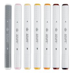 Royal & Langnickel Azure Dual Tip Markers - Set of 7, Complexion Colors, markers laid out