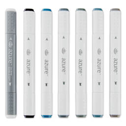Royal & Langnickel Azure Dual Tip Markers - Set of 7, Stone Colors, markers laid out