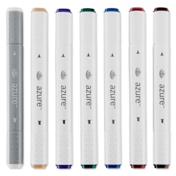 Royal & Langnickel Azure Dual Tip Markers - Set of 7, Opulent Colors, markers laid out