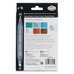 Royal & Langnickel Azure Dual Tip Markers - Set of 7, Meditrina Colors, back of the packaging