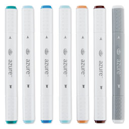 Royal & Langnickel Azure Dual Tip Markers - Set of 7, Meditrina Colors, markers laid out