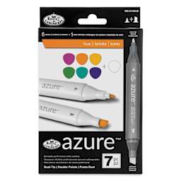 Royal & Langnickel Azure Dual Tip Markers - Set of 7, Hue Colors, front of the packaging