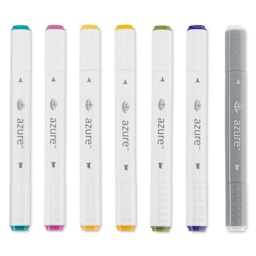 Royal & Langnickel Azure Dual Tip Markers - Set of 7, Hue Colors, markers laid out
