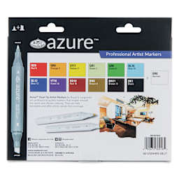 Royal & Langnickel Azure Dual Tip Markers - Set of 13, Basic Colors, back of the packaging