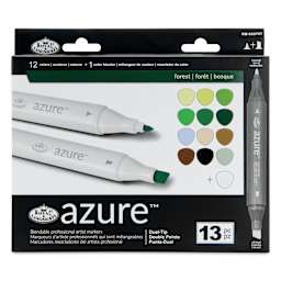Royal & Langnickel Azure Dual Tip Markers - Set of 13, Forest Colors, front of the packaging