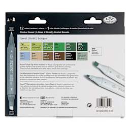 Royal & Langnickel Azure Dual Tip Markers - Set of 13, Forest Colors, back of the packaging