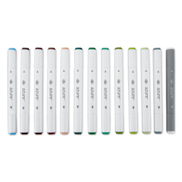 Royal & Langnickel Azure Dual Tip Markers - Set of 13, Forest Colors, markers laid out