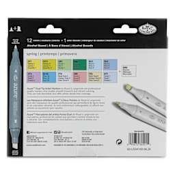 Royal & Langnickel Azure Dual Tip Markers - Set of 13, Spring Colors, back of the packaging