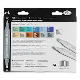 Royal & Langnickel Azure Dual Tip Markers - Set of 13, Seashore Colors, back of the packaging