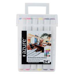 Royal & Langnickel Azure Dual Tip Markers - Set of 24, Basic Colors, front of the carrying case